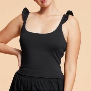 Blogilates Black Ruffle Tank Top Small NEW